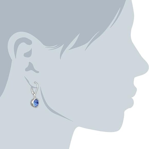 Amazon Collection Bezel Set Round Crystal Lever Back Dangle Earrings - Picture 3 of 3